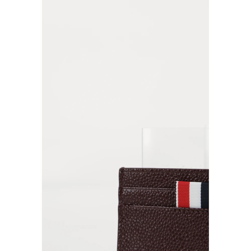 Thom Browne Paarse Pebble Grain Creditcardhouder Brown Heren