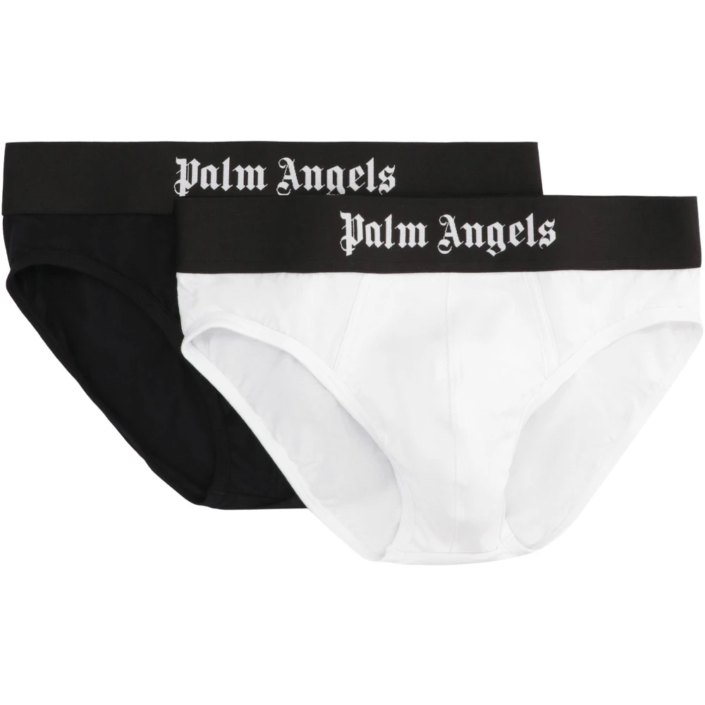 Palm Angels Men's Multicolor Underpants, L, Set Of Two Cotton Briefs With Logoed Elastic Band