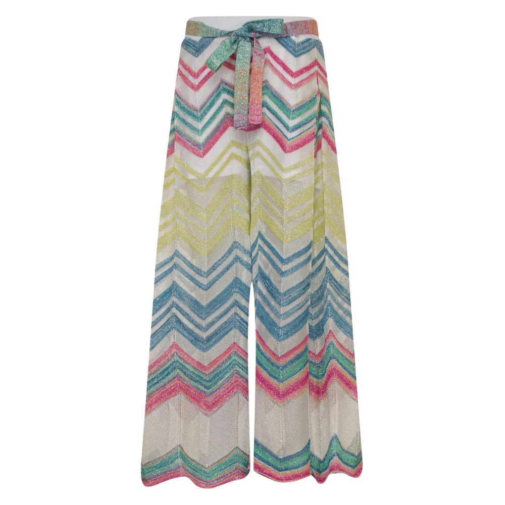 Missoni Girls Multicolor Trousers, 6 Y, Zigzag Knit Trousers In Multicolour