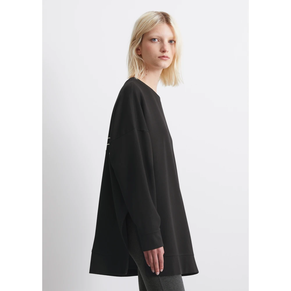 Marc O'Polo Oversized sweatshirt met zijnaden spleten Black Dames