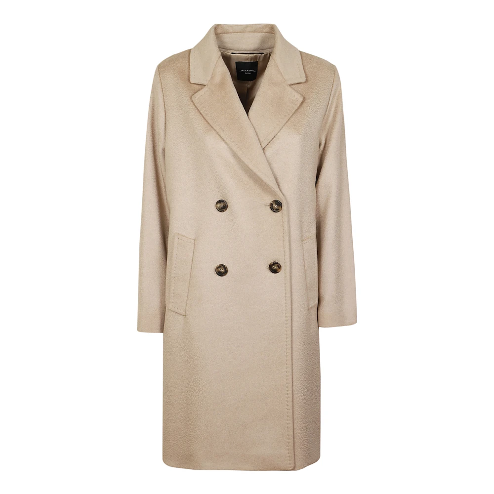 Max Mara Weekend Dubbelbreasted wollen jas in kasjmierkleur Beige Dames