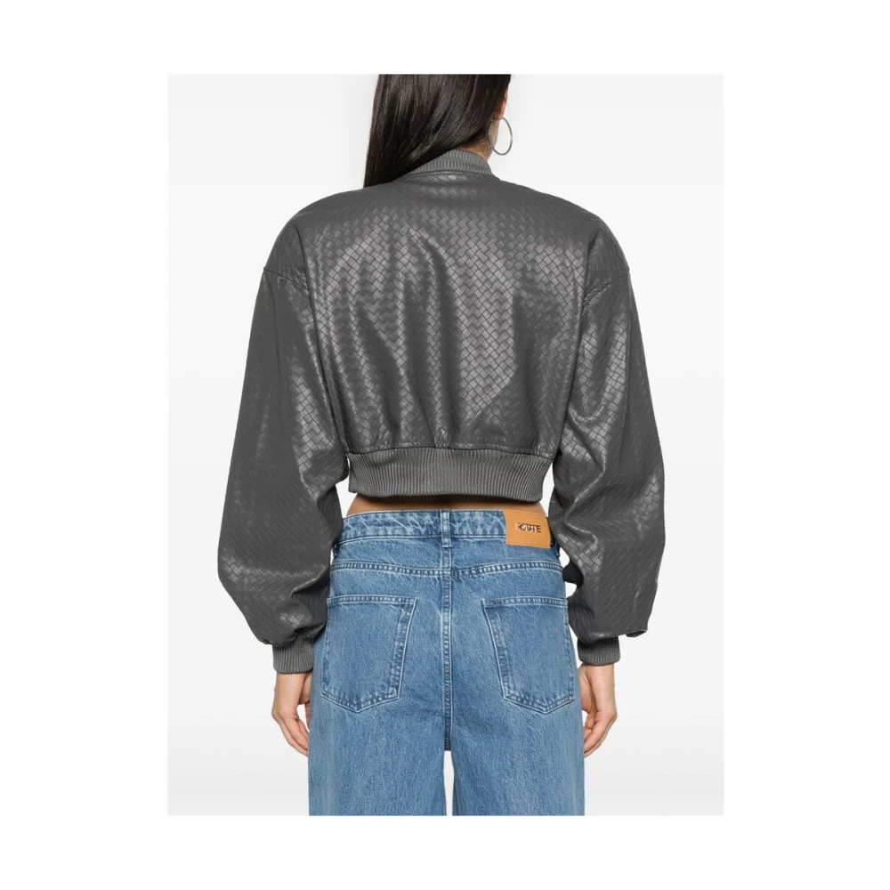 Rotate Birger Christensen Gevlochten Cropped Jas Gray Dames