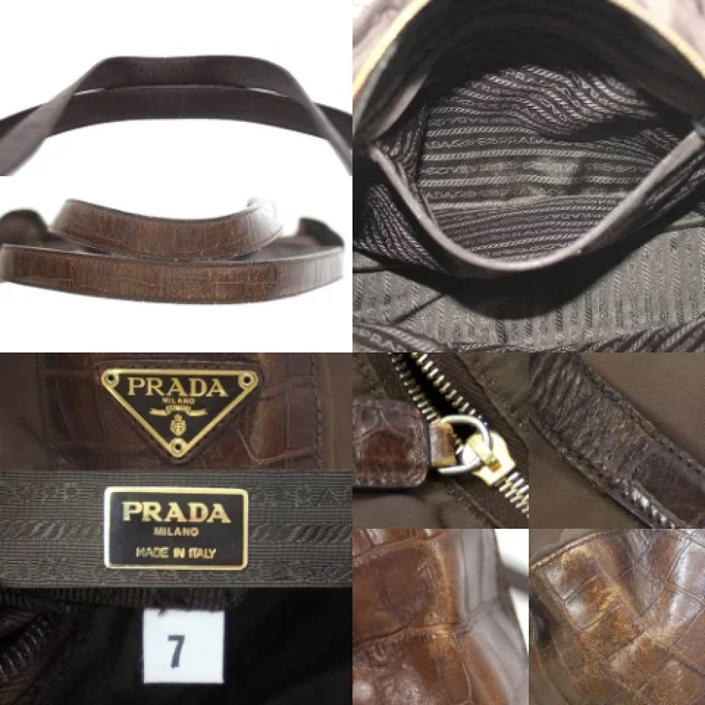 Prada Vintage Pre-owned Fabric handbags Brown Dames