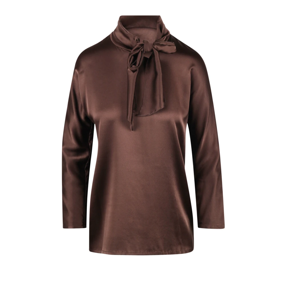 Jucca Zijden Blouse met Hoge Hals Brown Dames