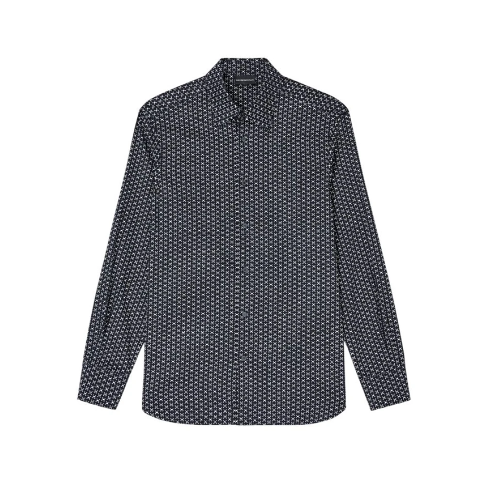 Emporio Armani Blå Skjorta Med All-Over Print