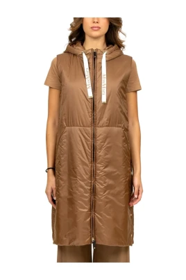 Camel Vattenavvisande Midi-Gilet med Huva