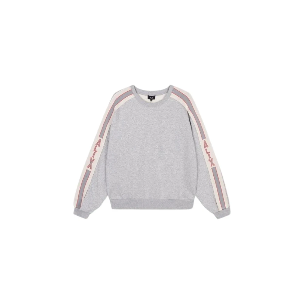 Alix The Label Sportieve Stripe Tape Sweater Gray Heren