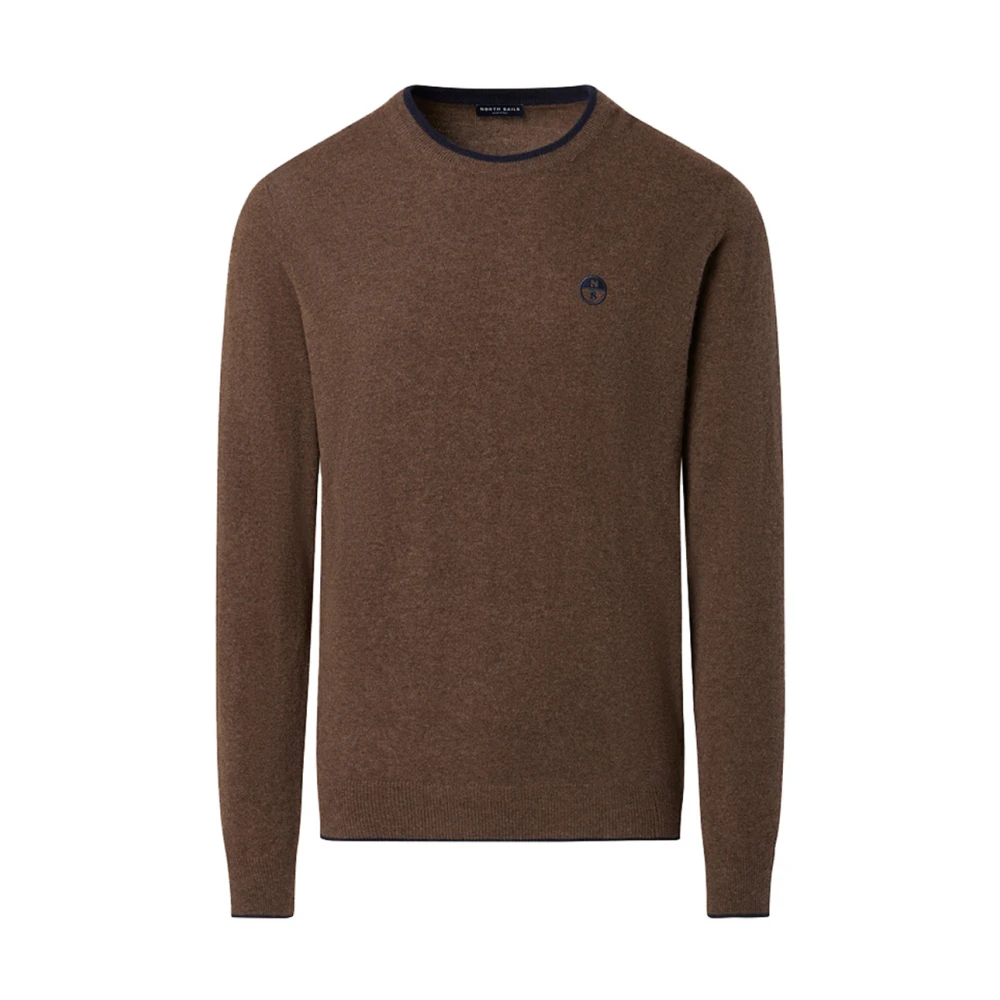 North Sails Bruine Crewneck Sweater Contrast Trim Brown Heren