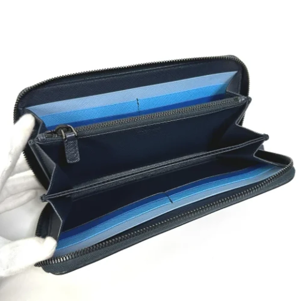 Prada Vintage Pre-owned Leather wallets Blue Dames