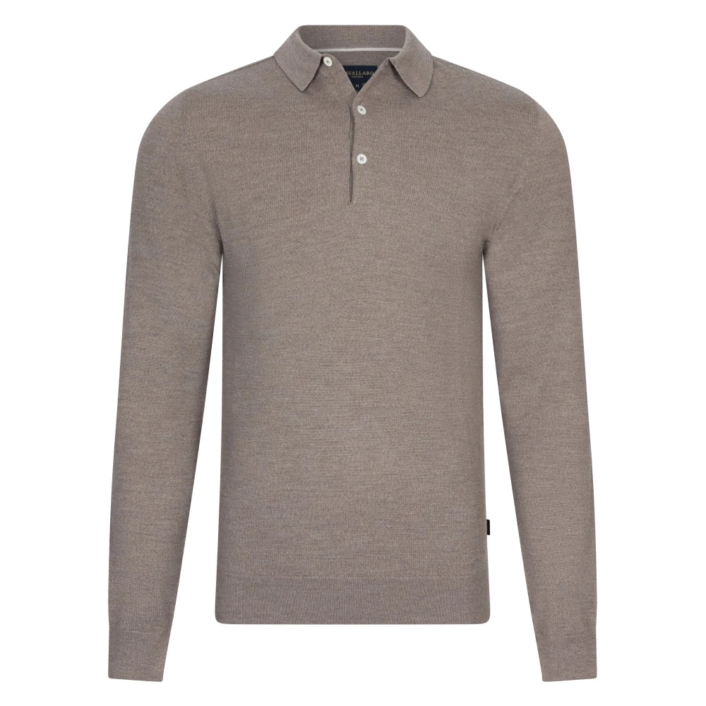 Cavallaro Merino Polo LS in Zand Brown Heren