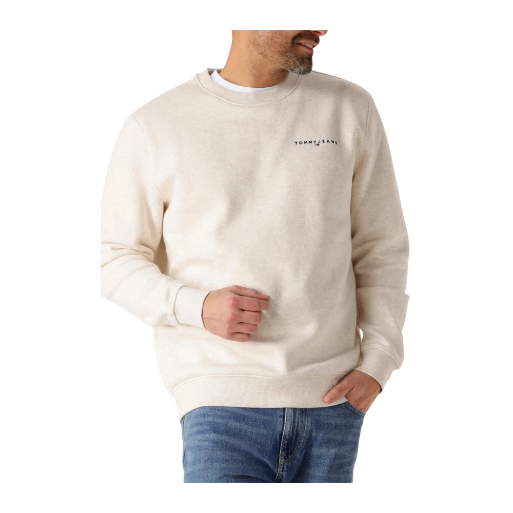 Tommy Jeans Beige Crew Neck Sweater voor Heren Beige Heren