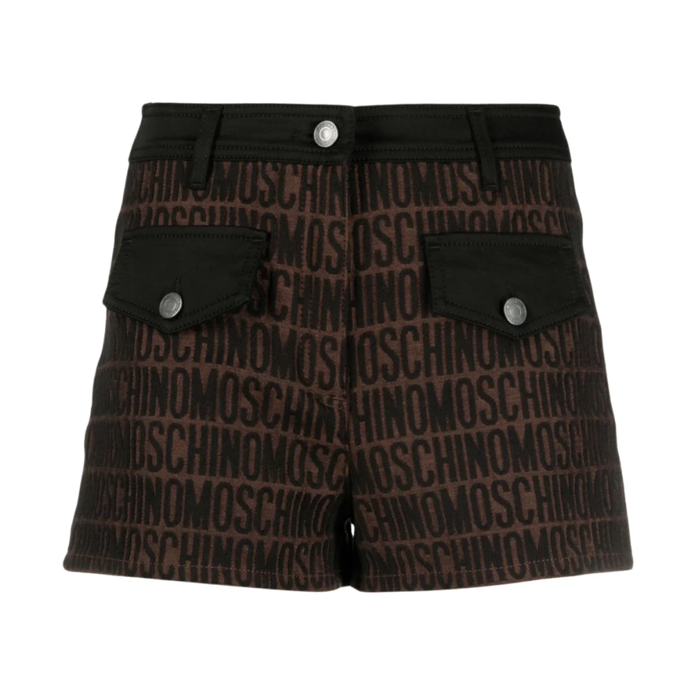 Moschino Bruine Jacquard Logo Shorts Brown Dames
