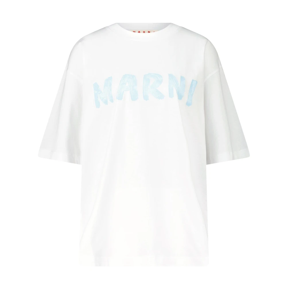 Marni Oversized Katoenen T-shirt met Frontprint White Dames