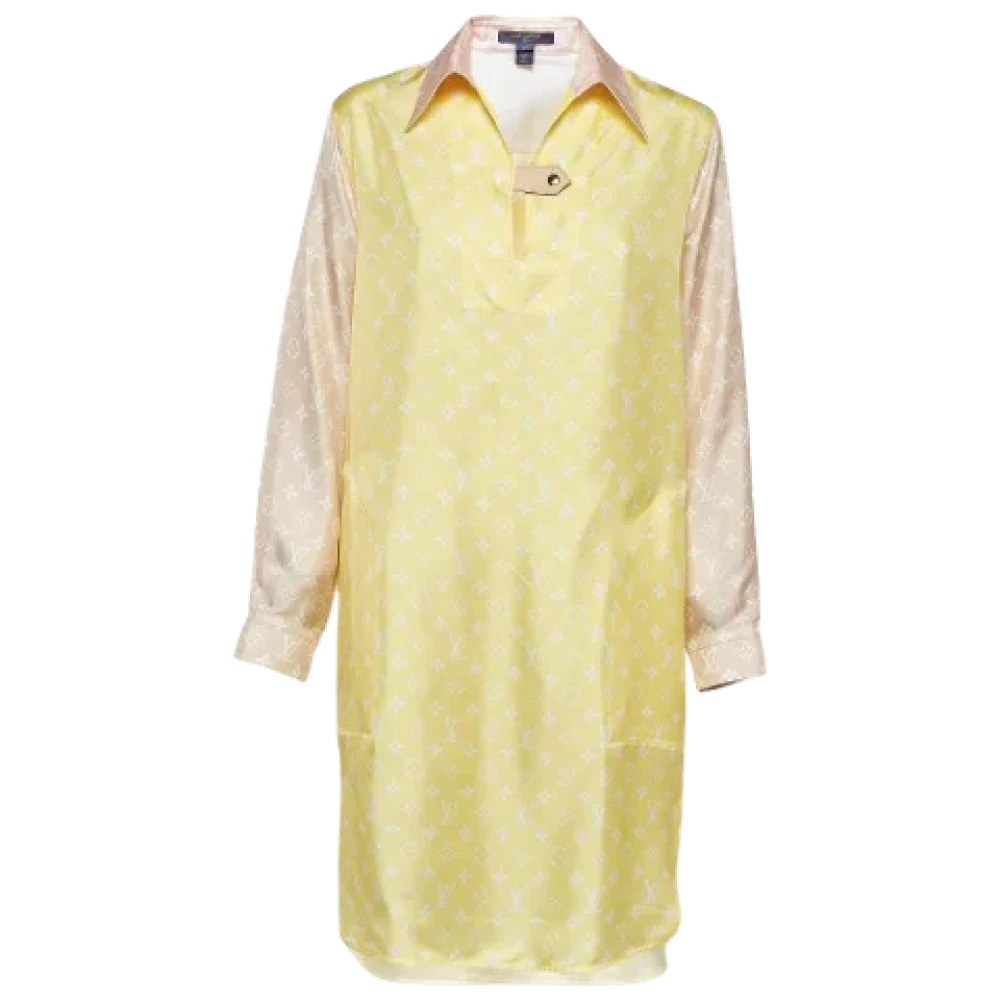Louis Vuitton Vintage Pre-owned Silk dresses Yellow Dames