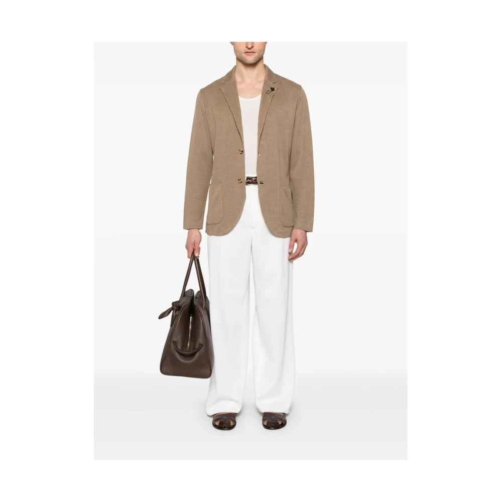 Lardini Witte broek met knoopsluiting en zakken White Heren