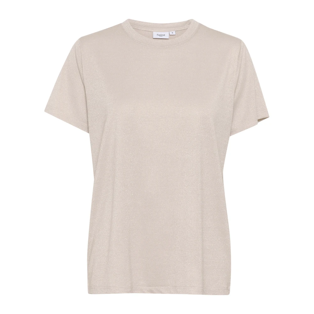 Saint Tropez Vanlig T-shirt Top i Doeskin Gray, Dam