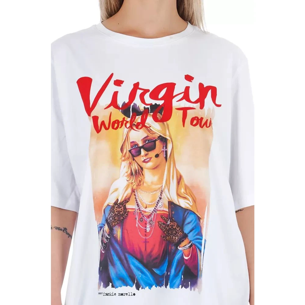 Frankie Morello Chic Prints Oversized Cotton Tee White Dames