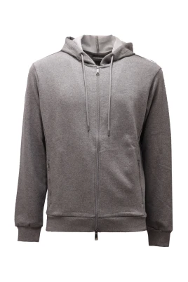 Full Zip Gråmelerad Sweatshirt