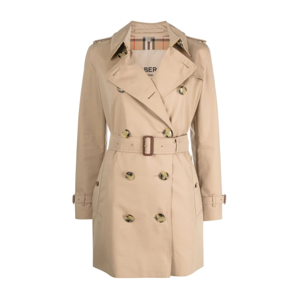 Burberry Women's Beige Trench Coats, 3XS, Cotton Gabardine Double-Breasted Coat