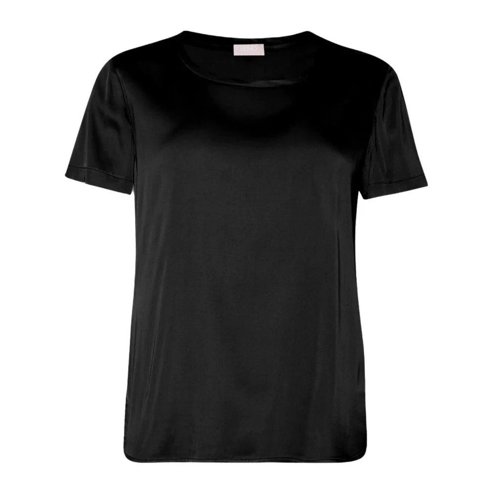 Liu Jo Satijnen T-shirt met Zijsplitten Black Dames