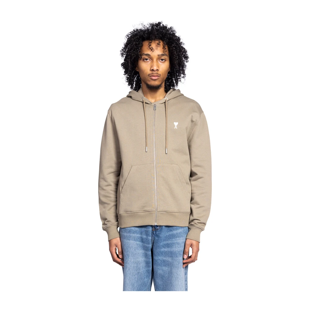 Ami Paris Hart Hoodie Laurel Klassieke Stijl Brown Heren