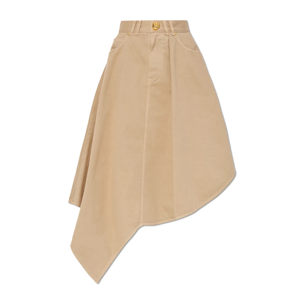 Balmain Asymmetrisk Kjol Beige, Dam