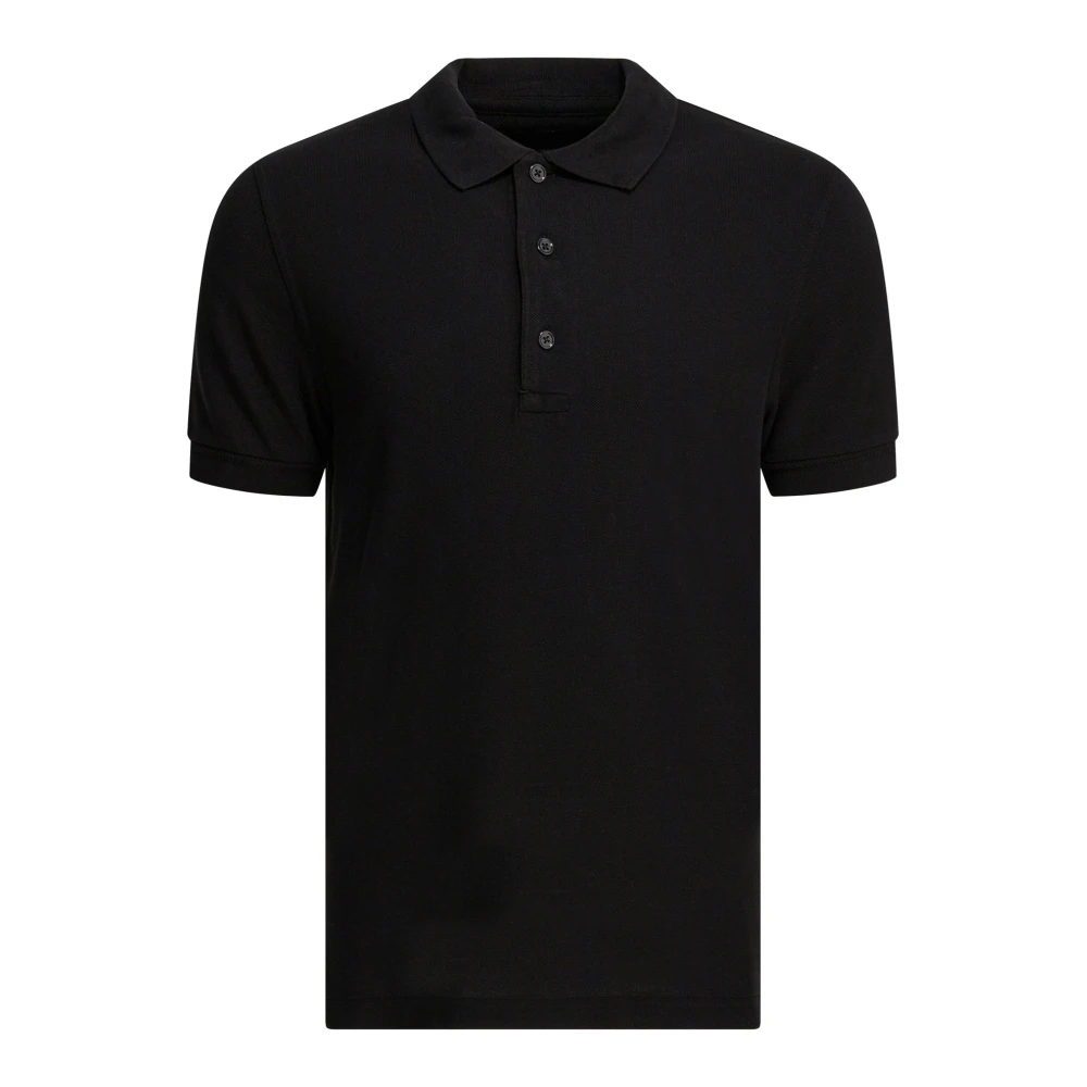 Tom Ford Men's Black Lyocell Piquet Polo