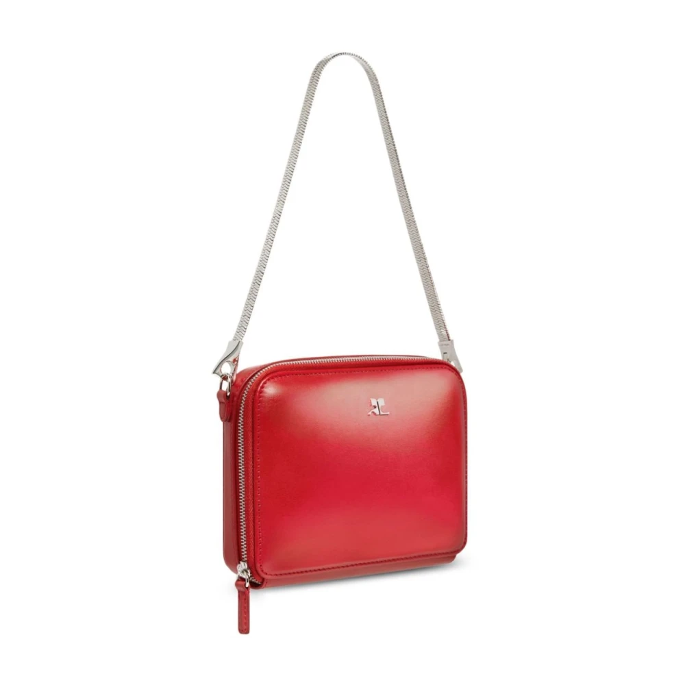 Courrèges Robijnrode Leren Schoudertas Red Dames