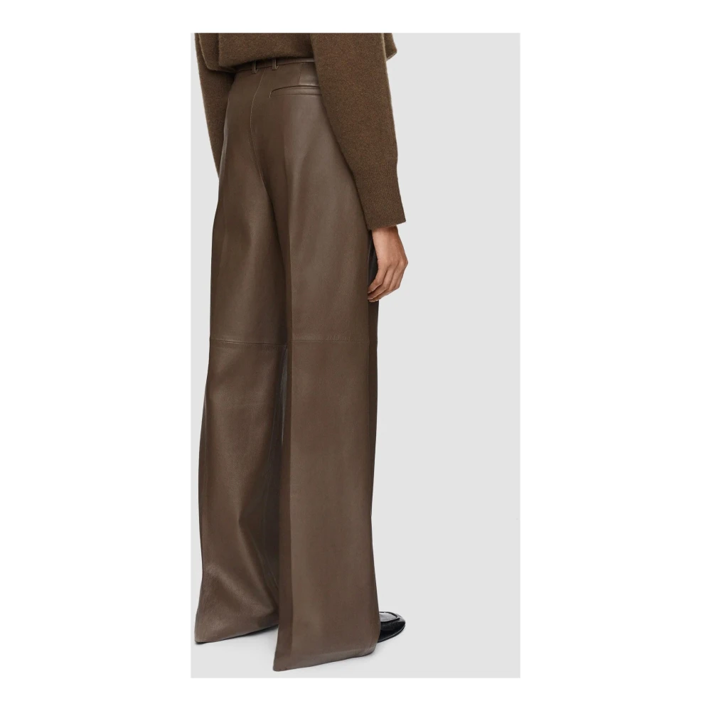 joseph Wijde Pijp Leren Broek Brown Dames