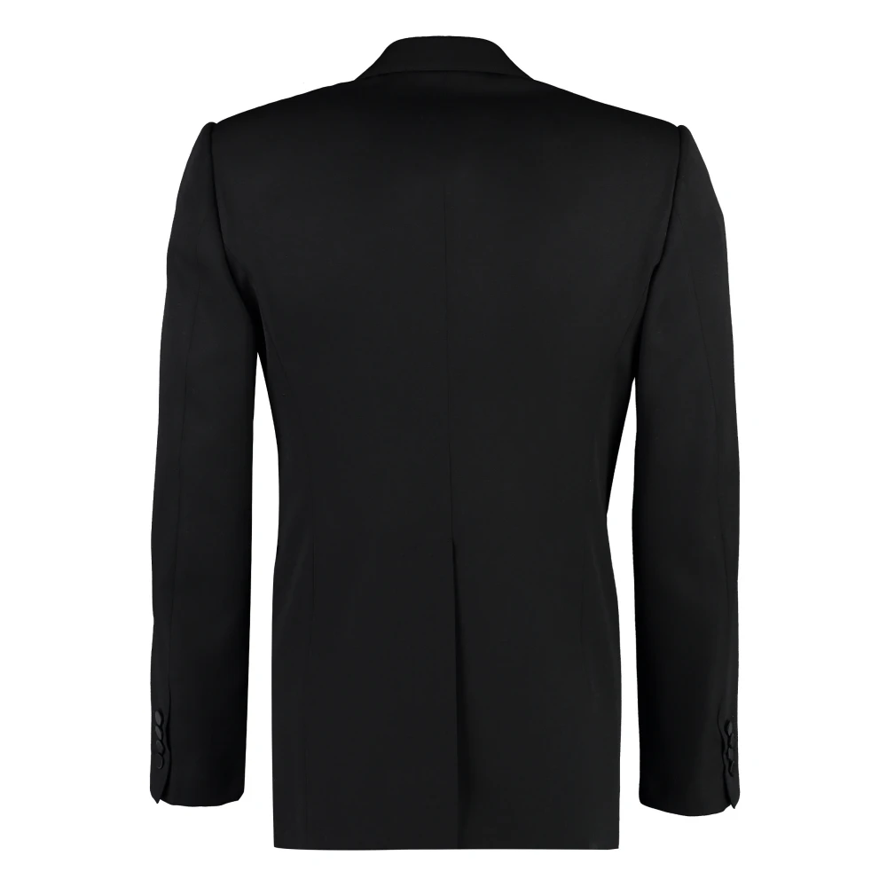 alexander mcqueen Wollen Blazer met Satijnen Revers Black Heren