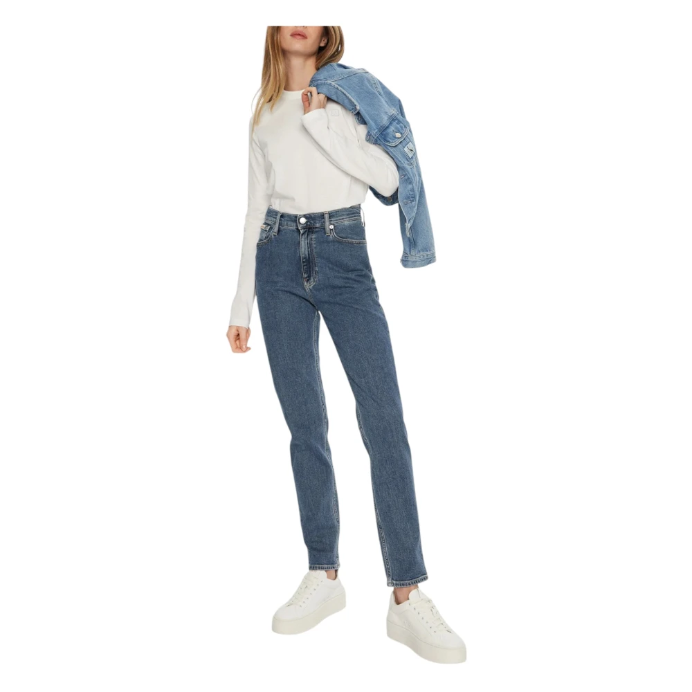 Calvin Klein Jeans Hoge Taille Mom Fit Jeans Blue Dames