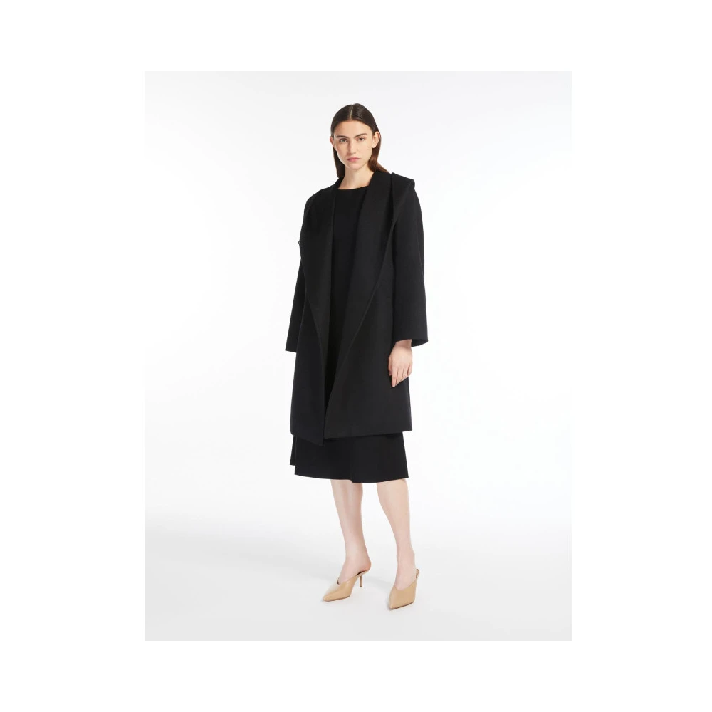 Max Mara Wollen Hoodiejas Black Dames