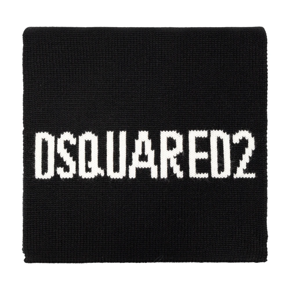Dsquared2 Men's Black Winter Scarves, One Size, Wool Scarf
