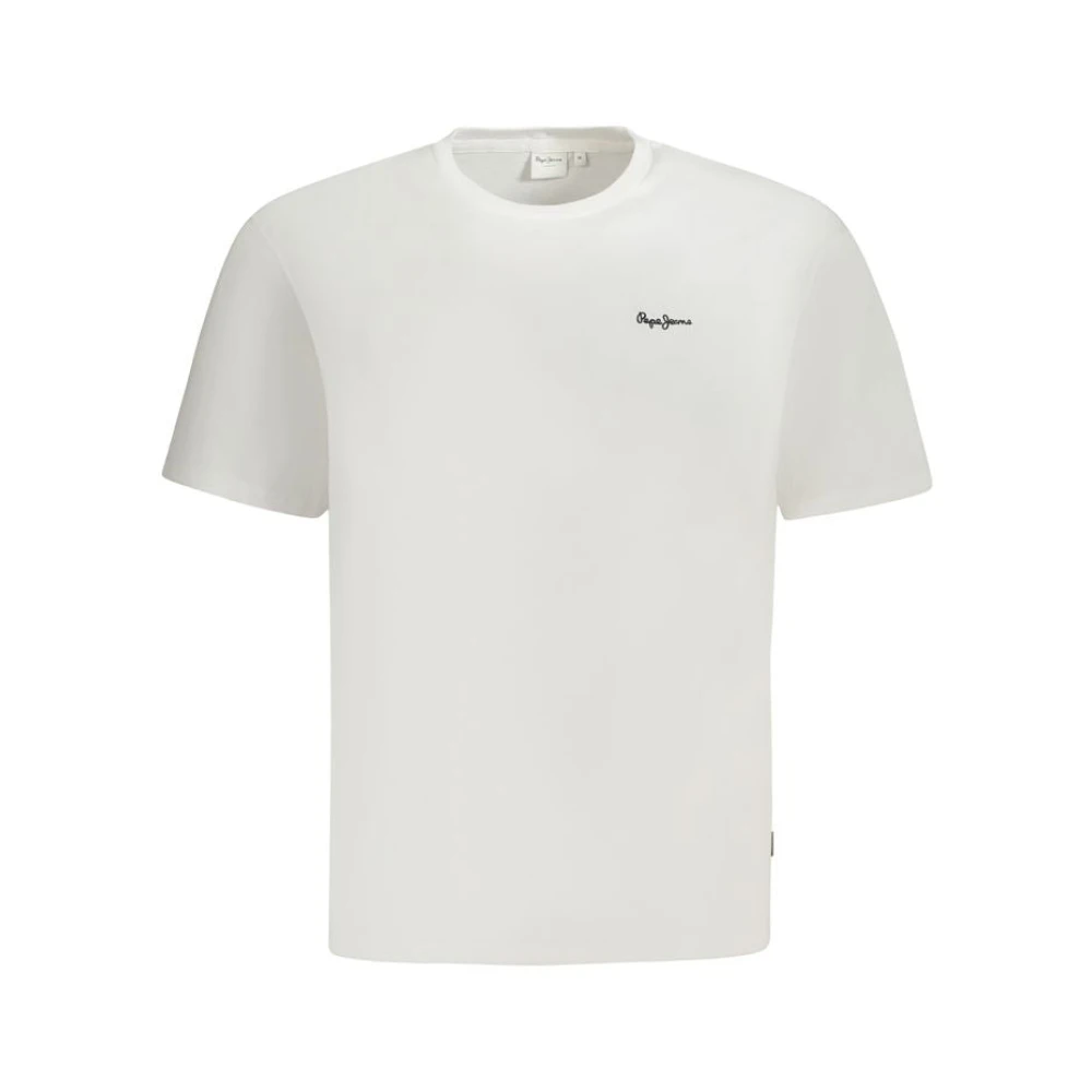 Pepe Jeans Men's White Cotton T-Shirt With Embroidery - T-Shirts - Xl- Tops