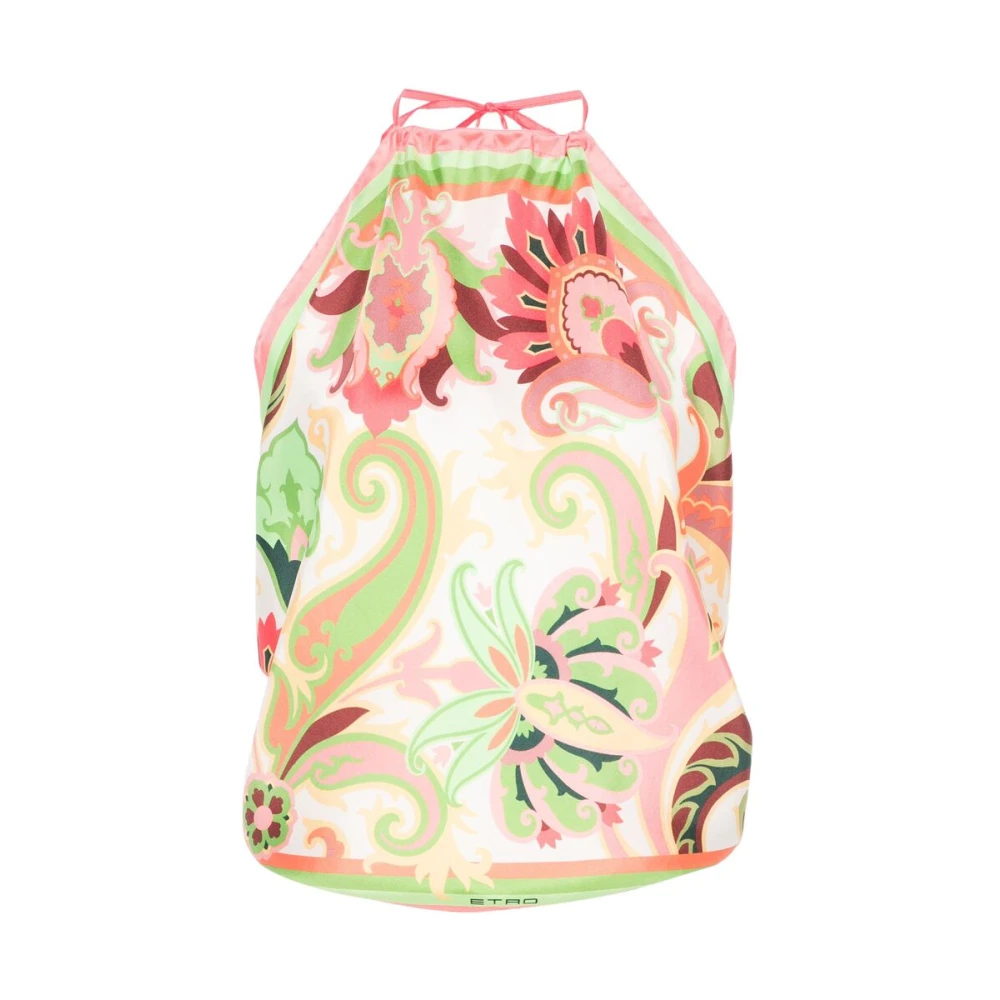 ETRO Roze Halternek Sjaal met Logoprint Multicolor Dames