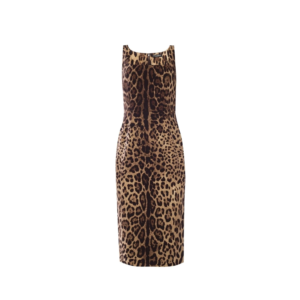 Dolce & Gabbana Women's Brown Leopard Printed Sleeveless Dress