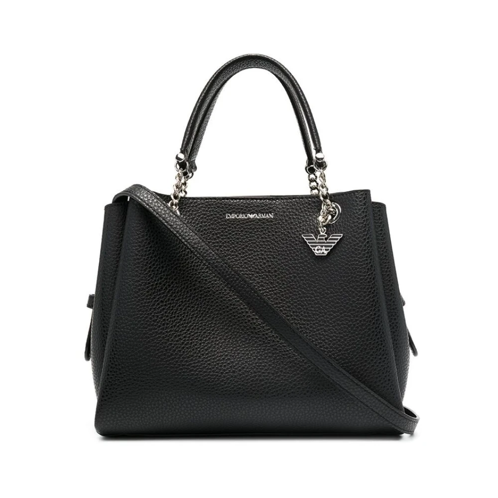 Emporio Armani Zwarte Pebble Textuur Logo Print Tas Black Dames