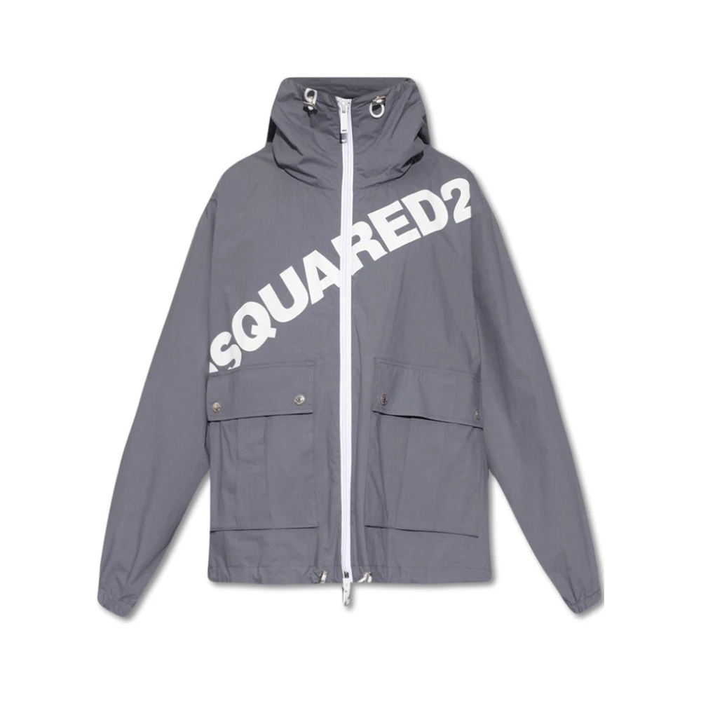 Dsquared2 Men's Gray Light Jackets, S, Cotton Shell Jacket