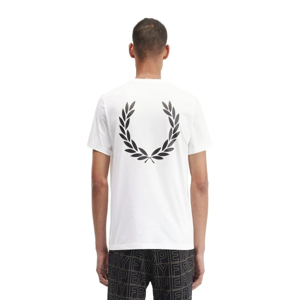 Fred Perry Witte grafische T-shirt met Laurel-ontwerp White Heren