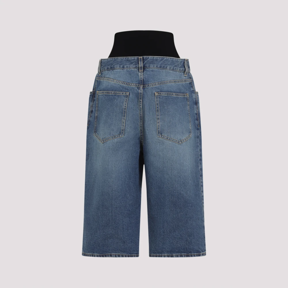 Alaïa Vintage Knit Band Bermudas Shorts Blue Dames