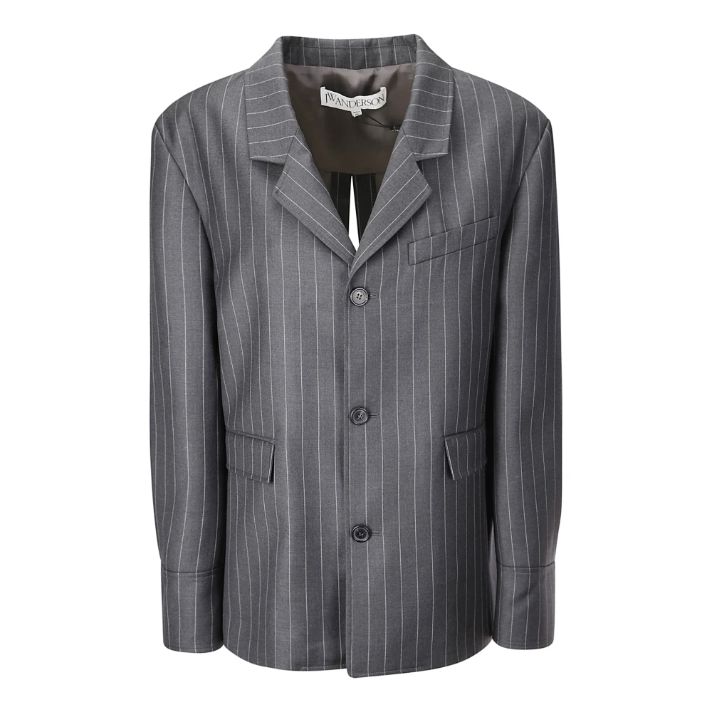 JW Anderson Pinstripe Blazer met Klepzakken Gray Dames