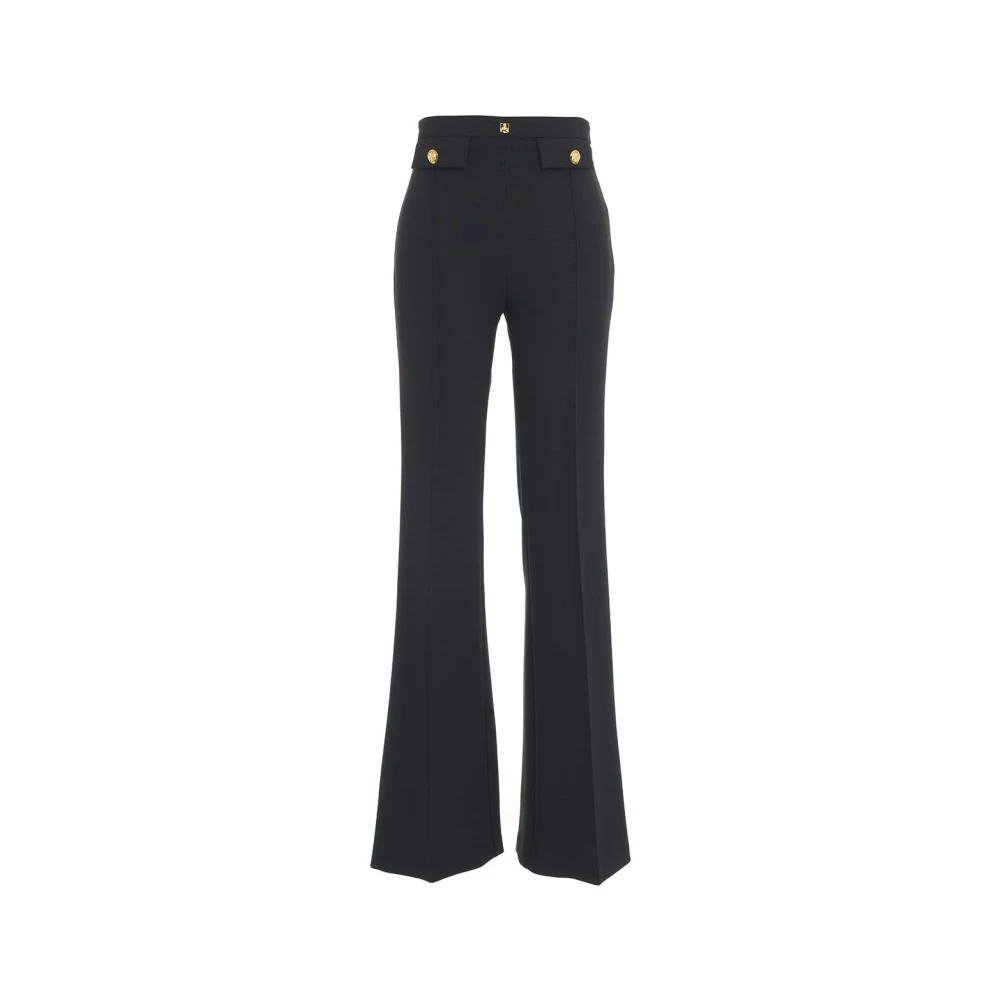 Elisabetta Franchi Zwarte Crêpe Palazzo Broek Black Dames