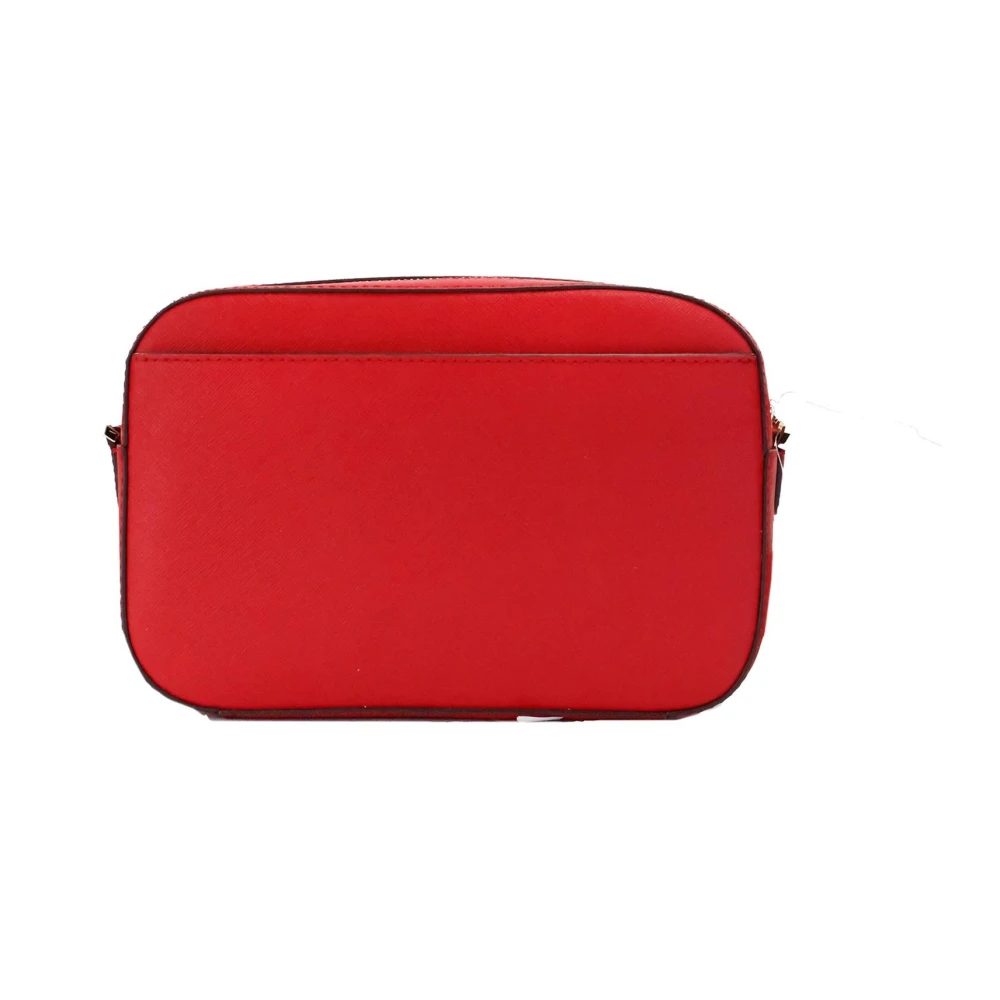 Michael Kors Rode Leren Crossbody Tas met Rits Ketting Red Dames