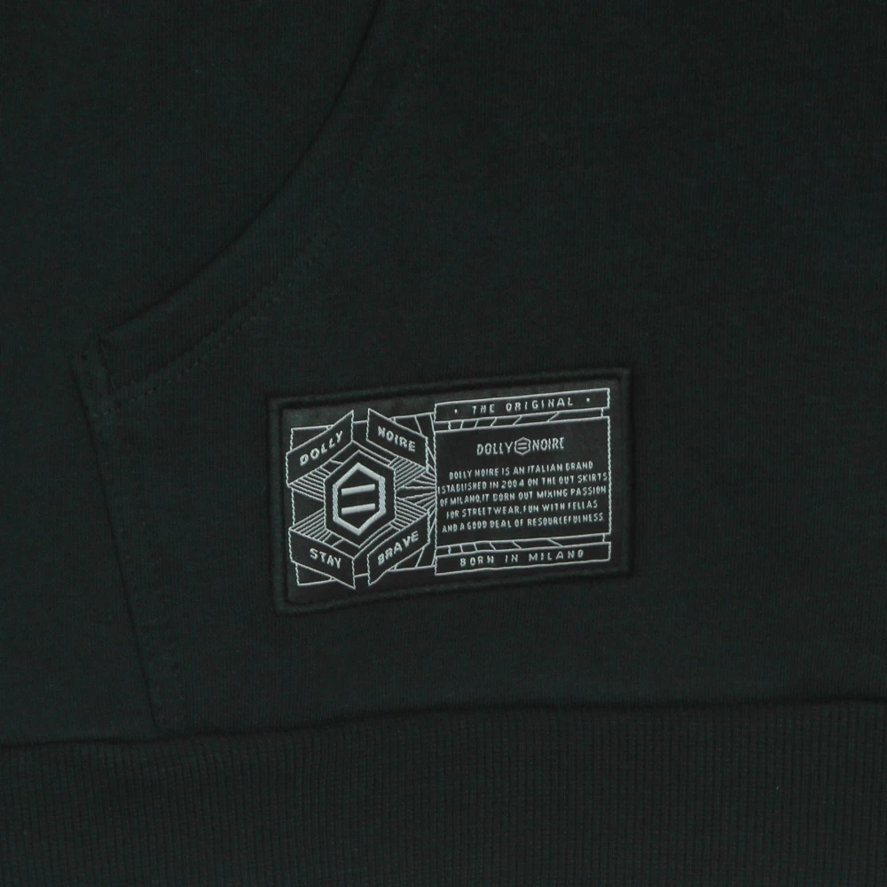 Dolly Noire Zwarte Bladeren Logo Hoodie Stijlvol Black Heren