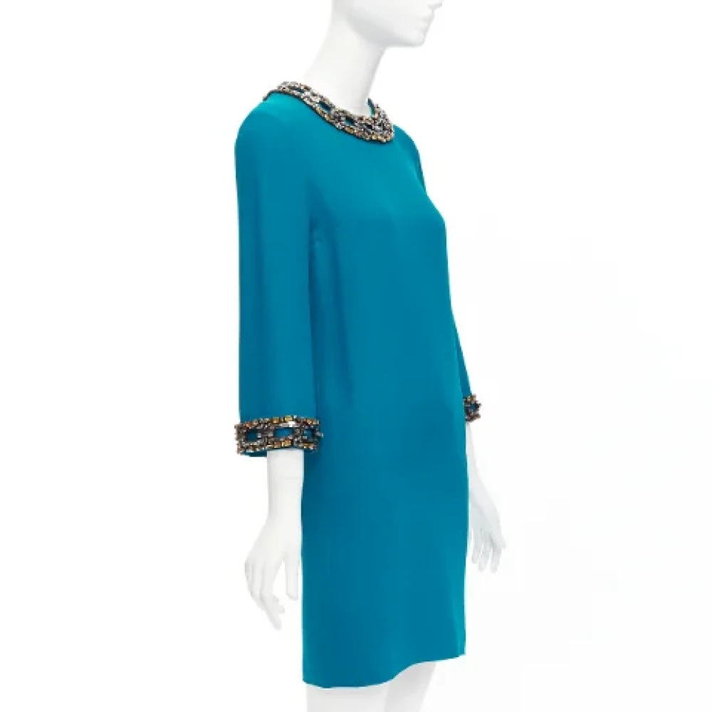 Gucci Vintage Pre-owned Silk dresses Blue Dames