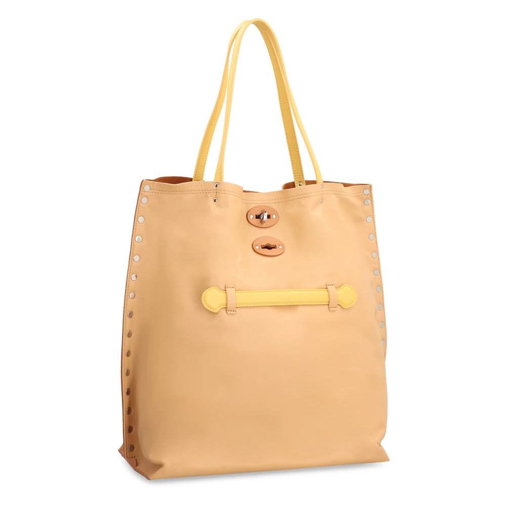 Zanellato Gestikte Leren Tote Tas Beige Dames
