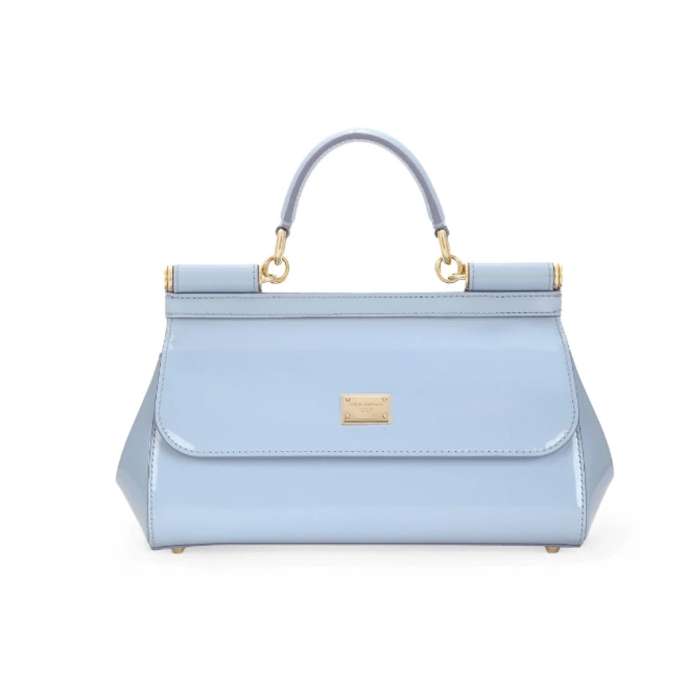 Dolce & Gabbana Babyblauwe Crossbody Tas met Patentafwerking Blue Dames