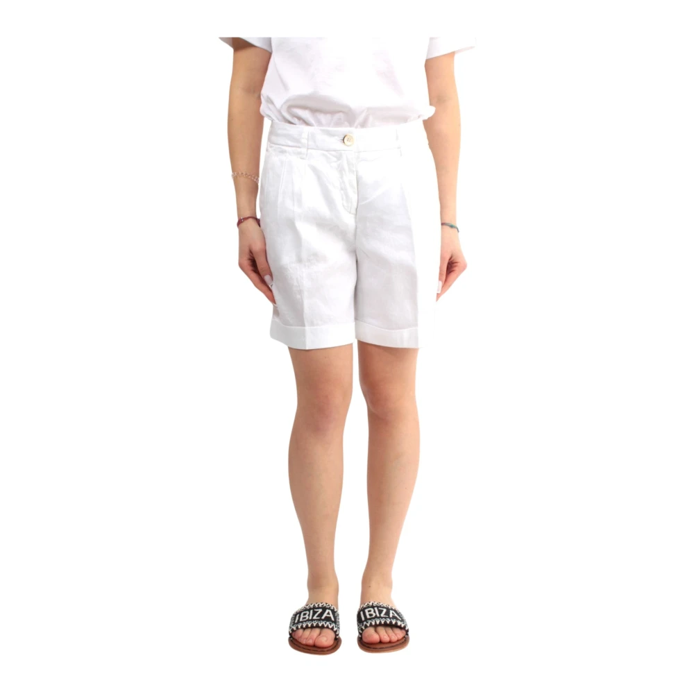 Re-Hash Witte Linnen Bermuda Shorts White Dames