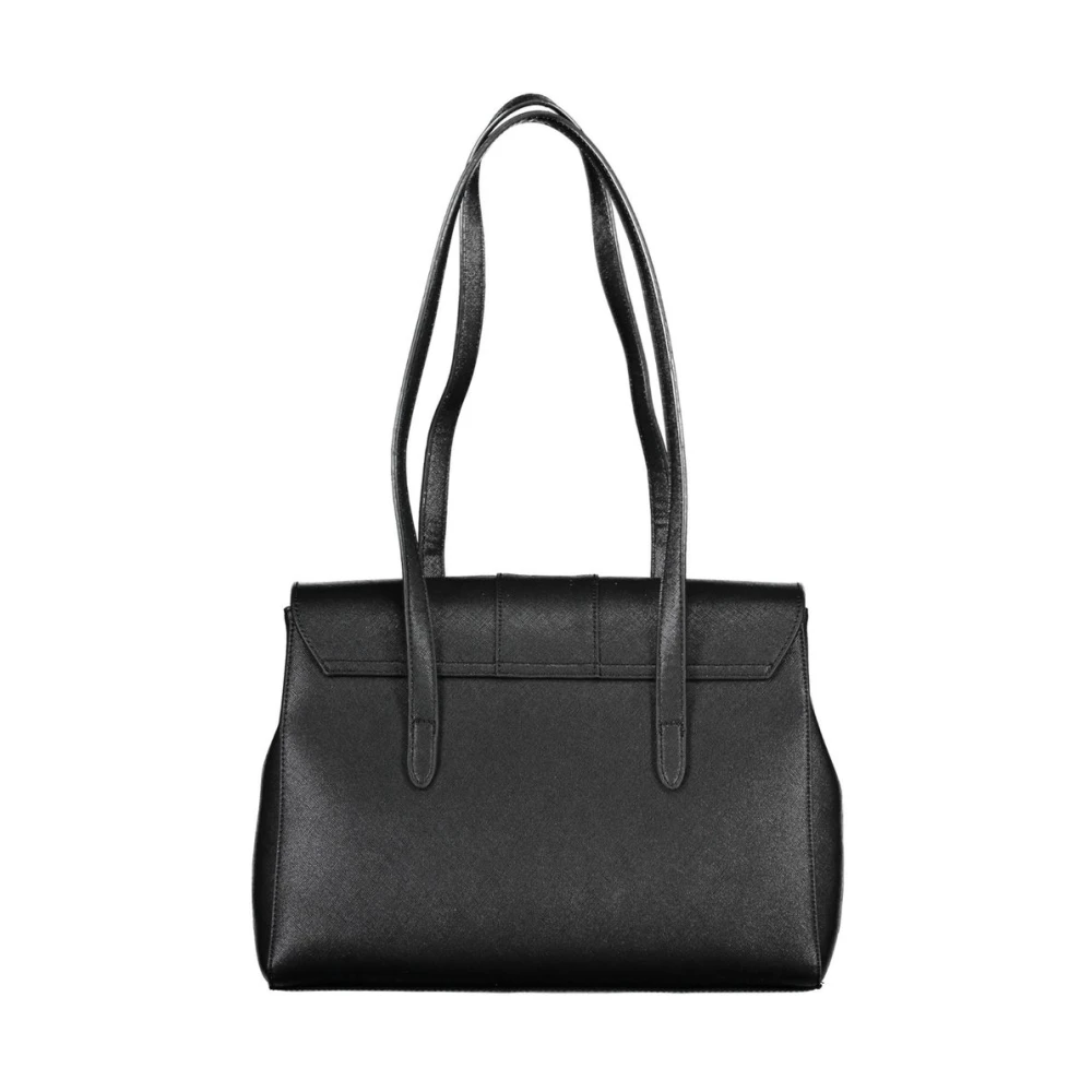 Valentino by Mario Valentino Zwarte polyethyleen schoudertas met contrastdetails Black Dames