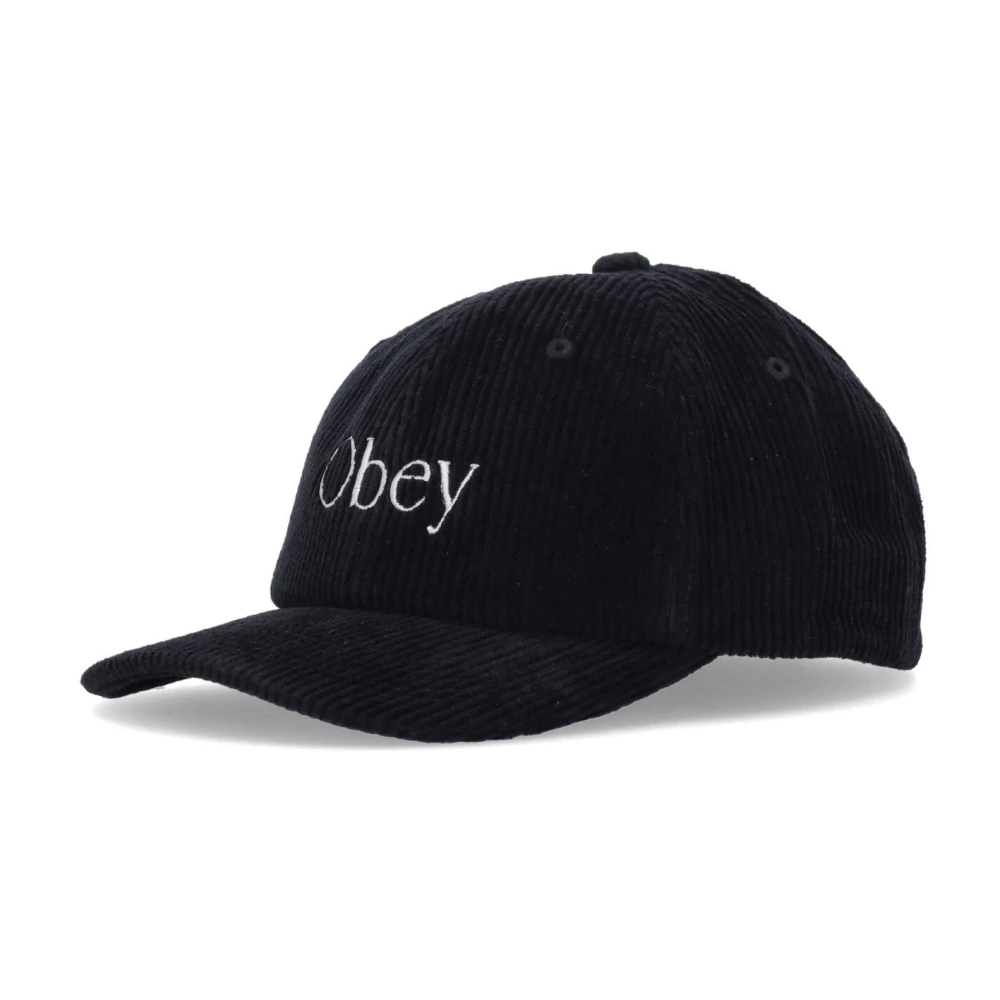 Obey Velvet Curved Visor Strapback Cap Zwart Black Heren